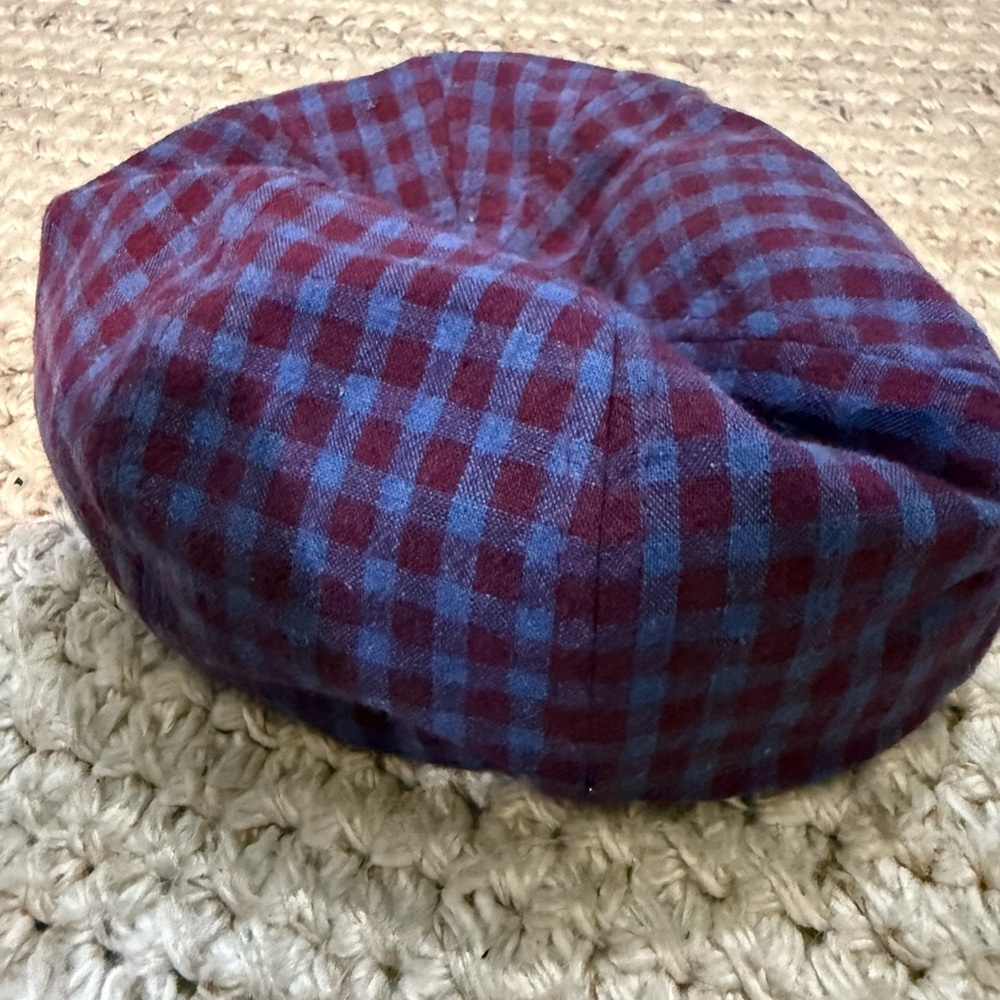 Men's Checkered Beret in Blue and Red
